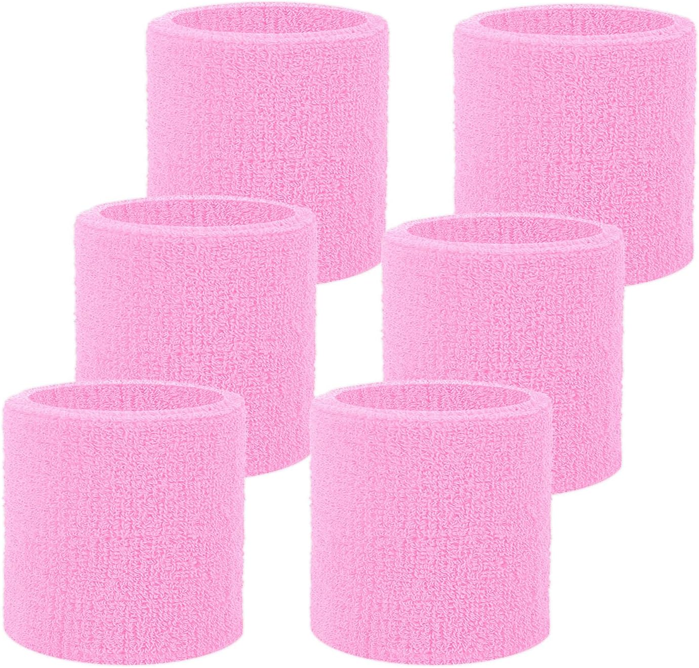 Detalle de Fecawd Sweat-Absorbent Wristbands, 6-Pack Cotton-Blend Sports Bands