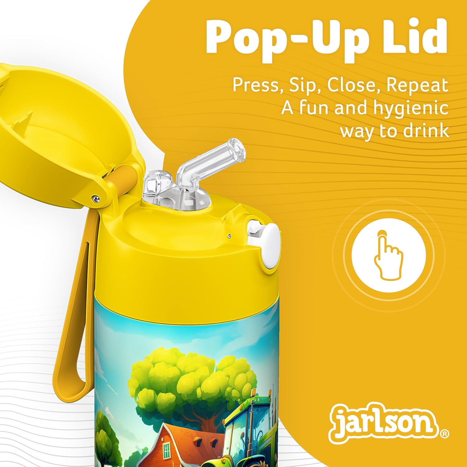 Detalle 2 de Jarlson Borraccia Termica Bambini 350ml CHARLI con Cannuccia – Perfetta per Scuola, Sport e Viaggi