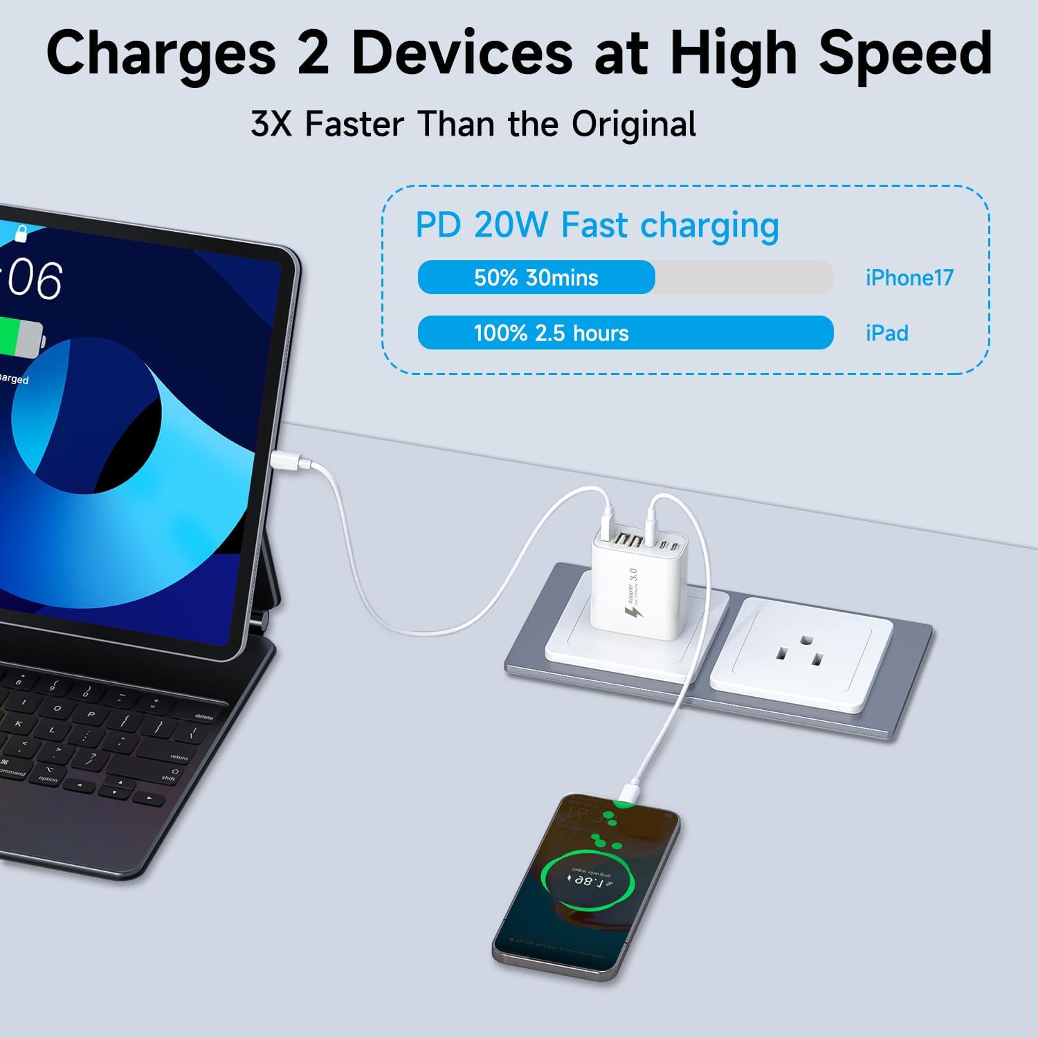 Thumbnail 4 de Caricabatterie USB C 50W 5 porte: potenza, compattezza e versatilità per casa e ufficio