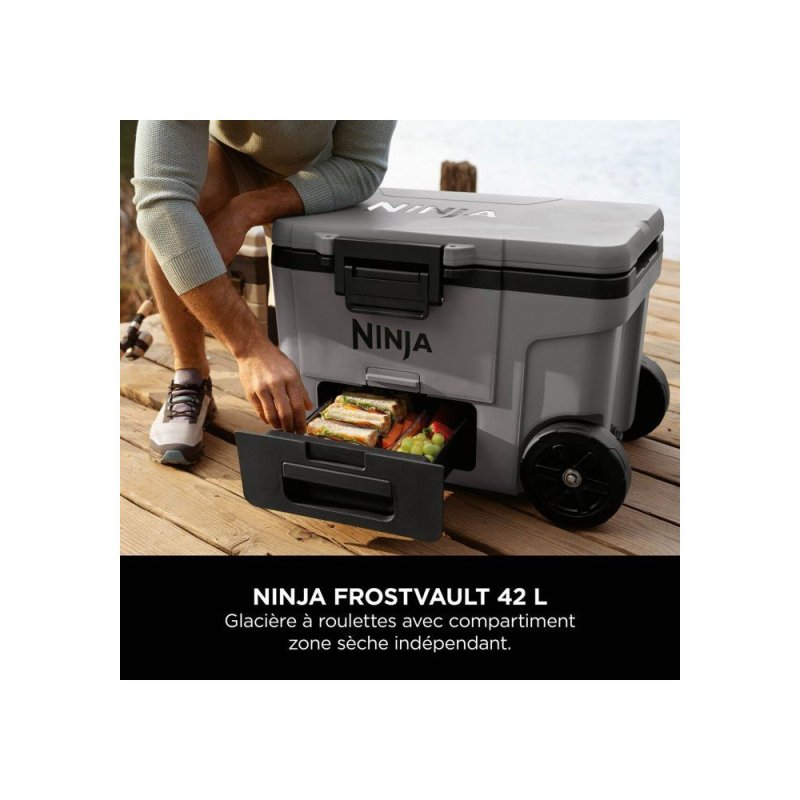 Detalle de Ninja FrostVault FB245EUGY: nevera-conservadora rodante de 42 L con Dry Zone
