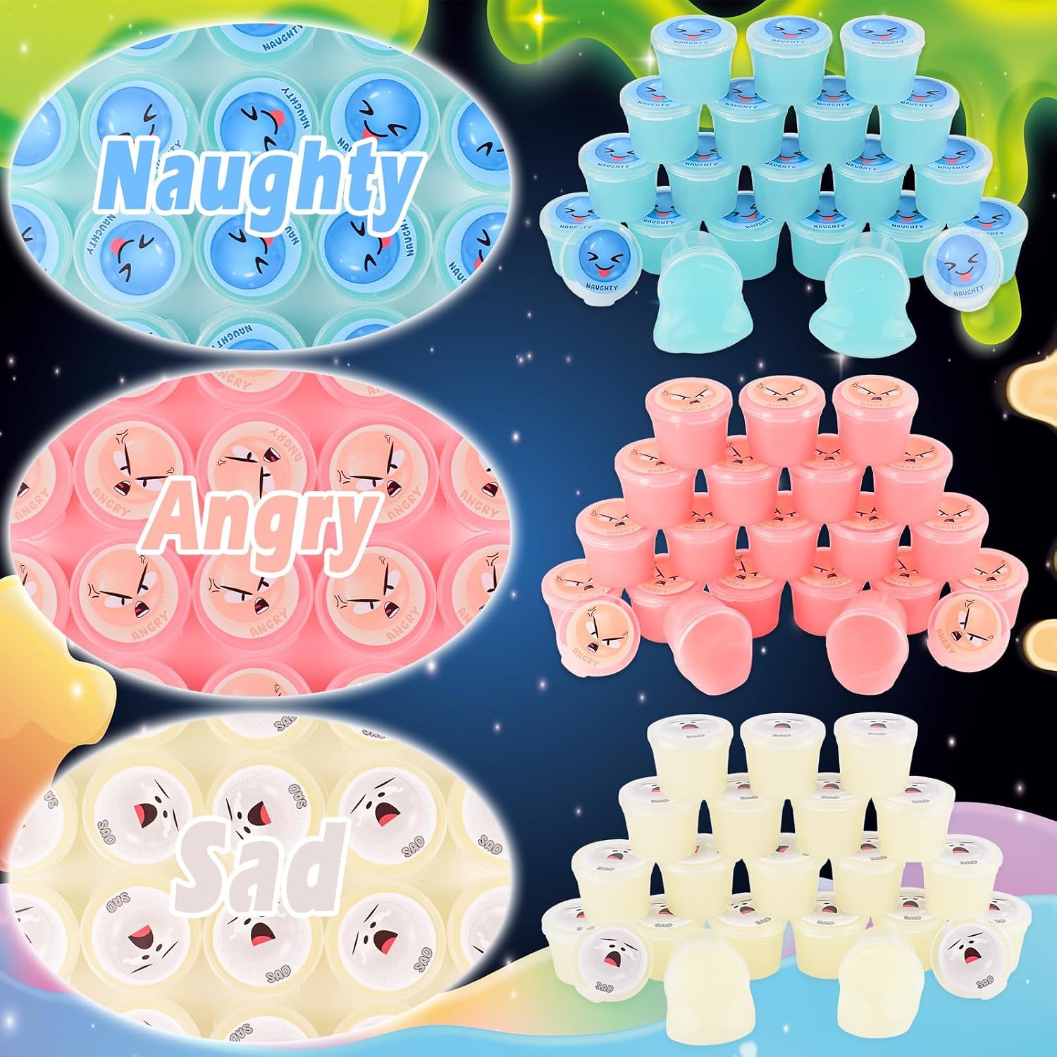 Thumbnail 6 de 120 Pack Galaxy Slime Kit for Kids – Glow in the Dark DIY Luminous Slime (neon colours)