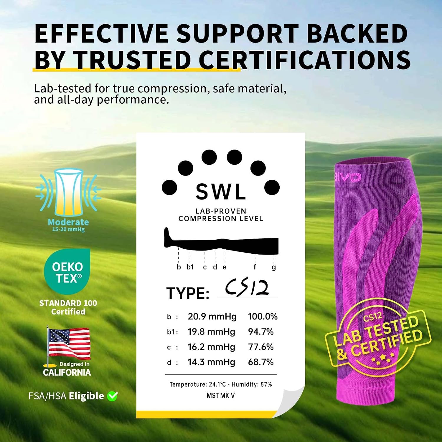 Thumbnail 6 de CAMBIVO CS12 Calf Compression Sleeves, 3 Pairs, 15–20 mmHg, Footless
