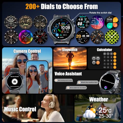 Thumbnail 7 de Jugeman Militär Smartwatch Herren GPS – AMOLED 1,43'', 160+ Sportmodi, 5ATM, Bluetooth Anrufe