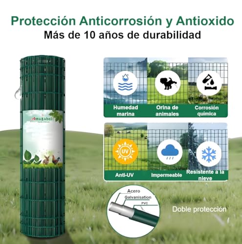 Detalle 2 de Amagabeli Malla de Alambre PVC 1x25m para Jardín