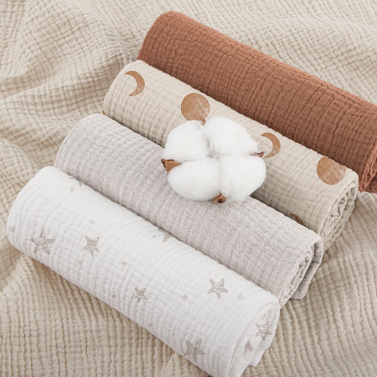 Thumbnail 2 de Susurration Mulltücher Baby Spucktücher 5er-Pack – 60x60 cm aus 100% Baumwolle, Musselin, unisex
