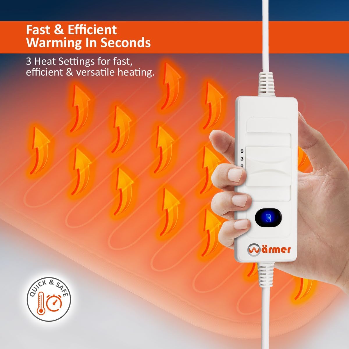 Thumbnail 2 de Warmer Wärmer Electric Blanket Double Size Underblanket with 3 Heat Settings (Tie-Down)