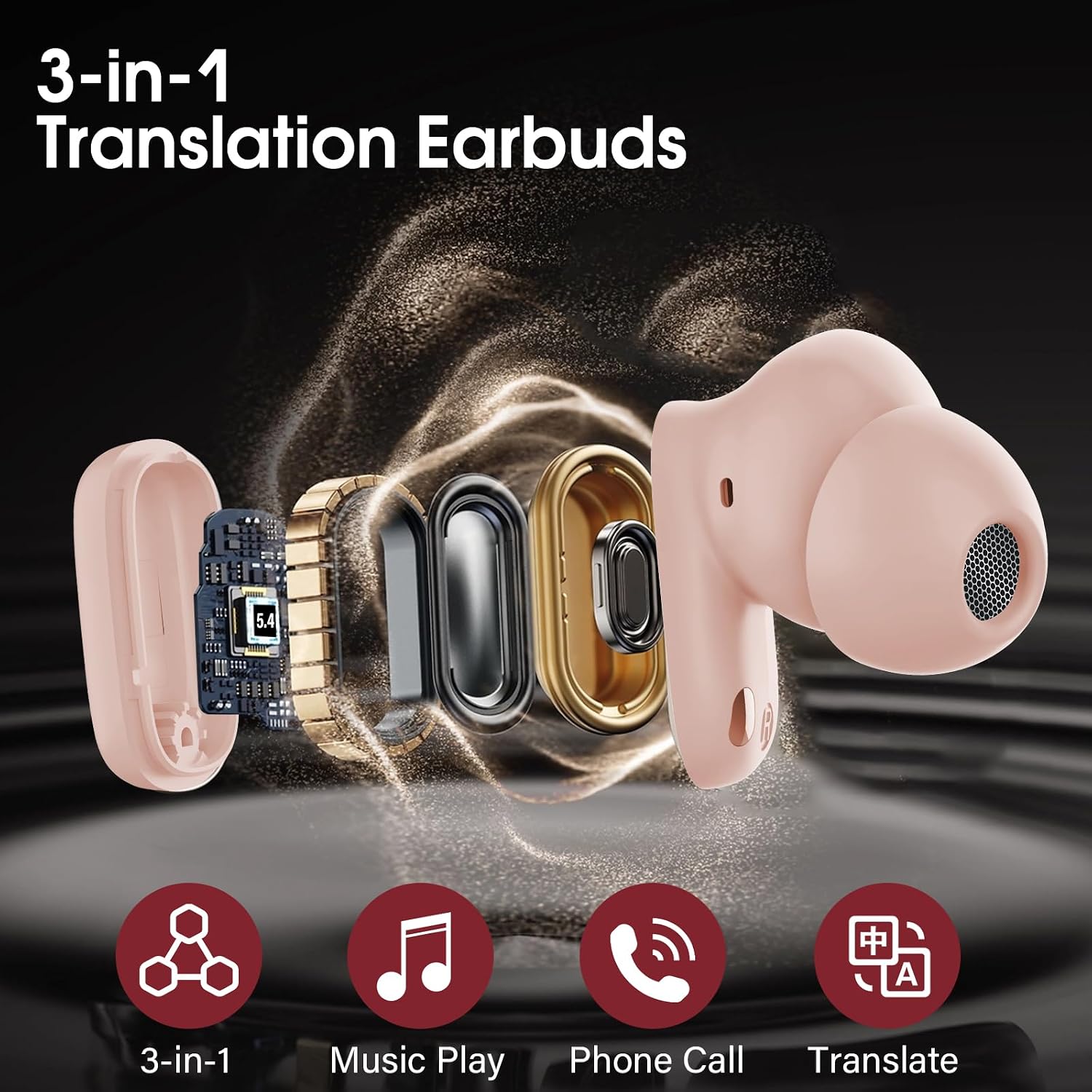 Detalle de Conyat AI Cuffie Traduzione: cuffie 3-in-1 con traduzione in tempo reale, Bluetooth 5.4 e ANC opzionale