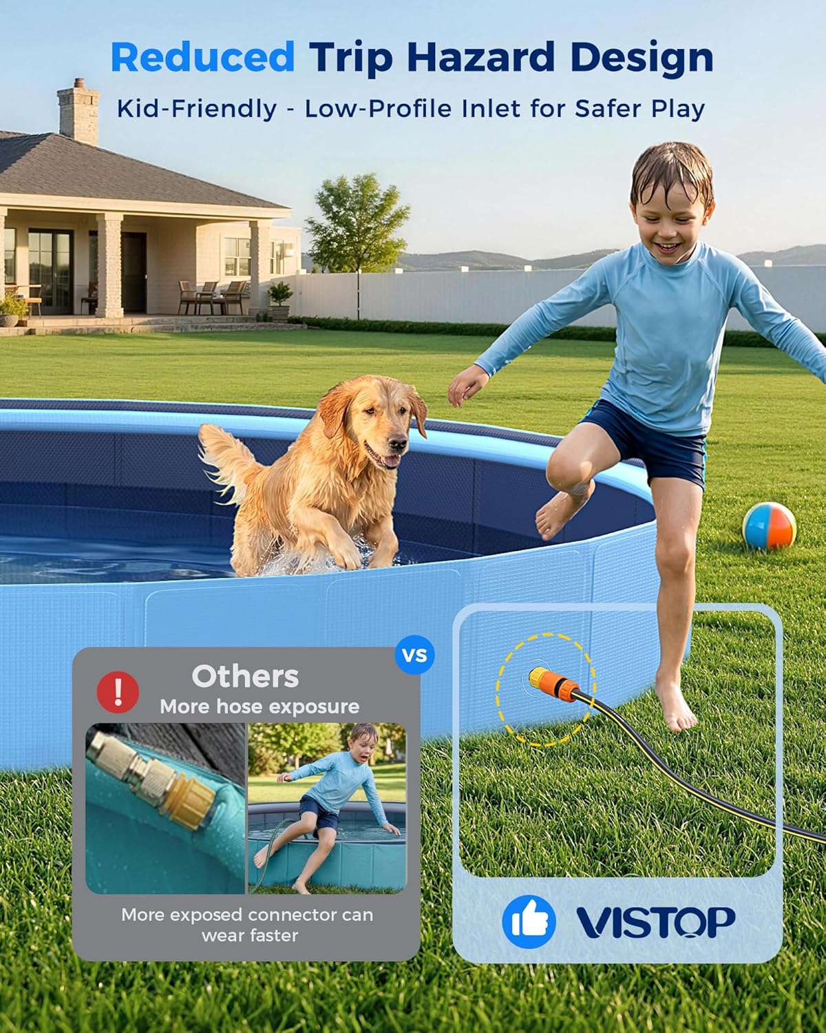 Detalle de VISTOP 117" Extra Large Dog Pool with Sprinkler