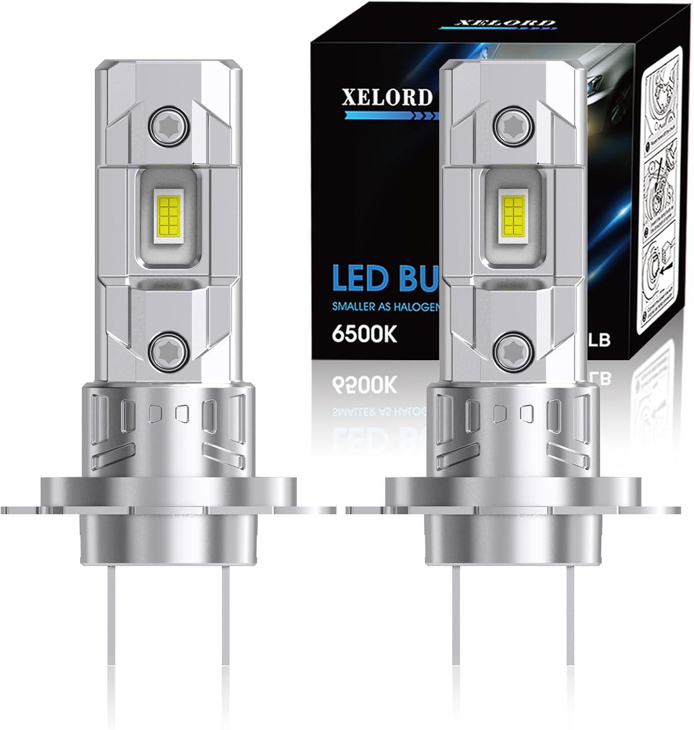 Detalle de XELORD LED H7 Plug-n-Play 6500K, luce bianca 55W (pack da 2) per anabbaglianti/abbaglianti