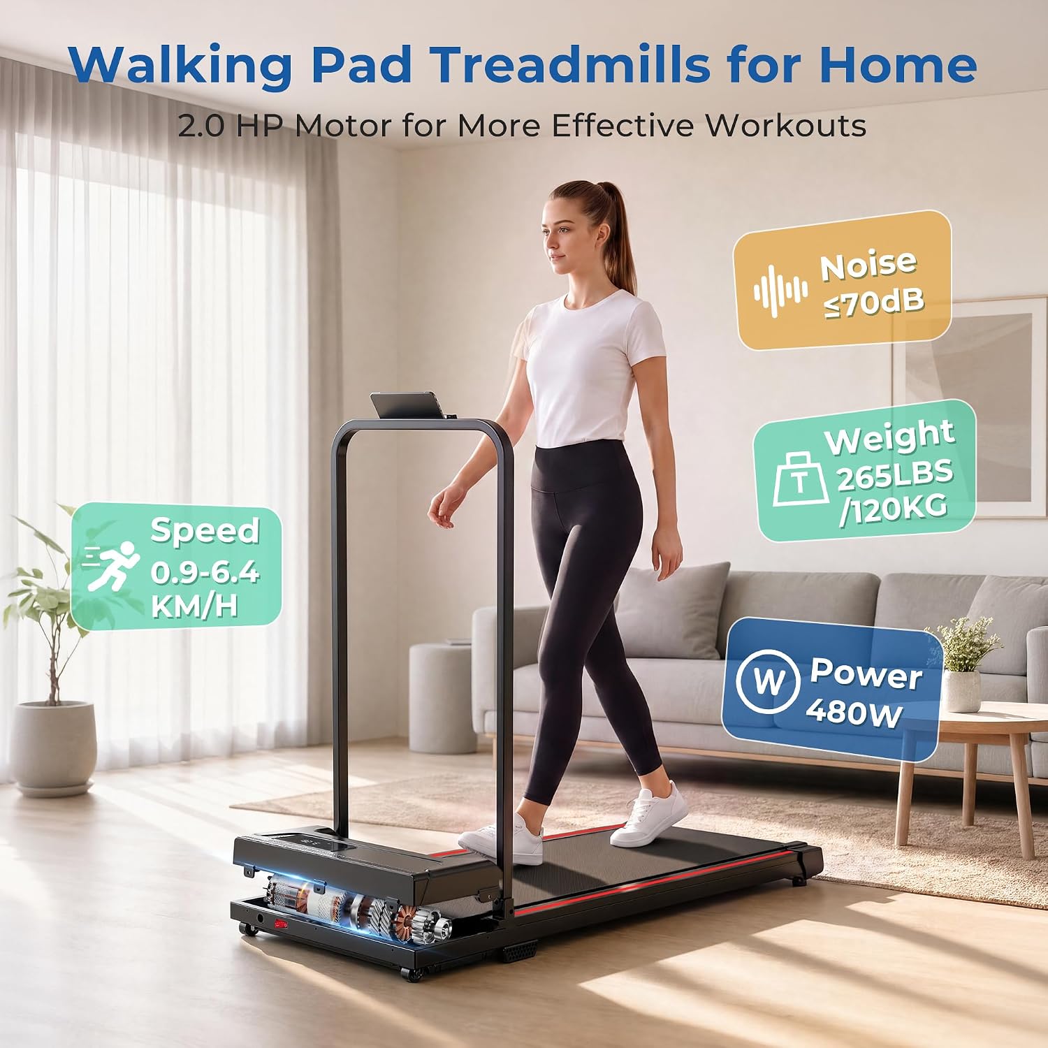Thumbnail 2 de Qyraenix Walking Pad Treadmill, 90 x 38 cm Belt