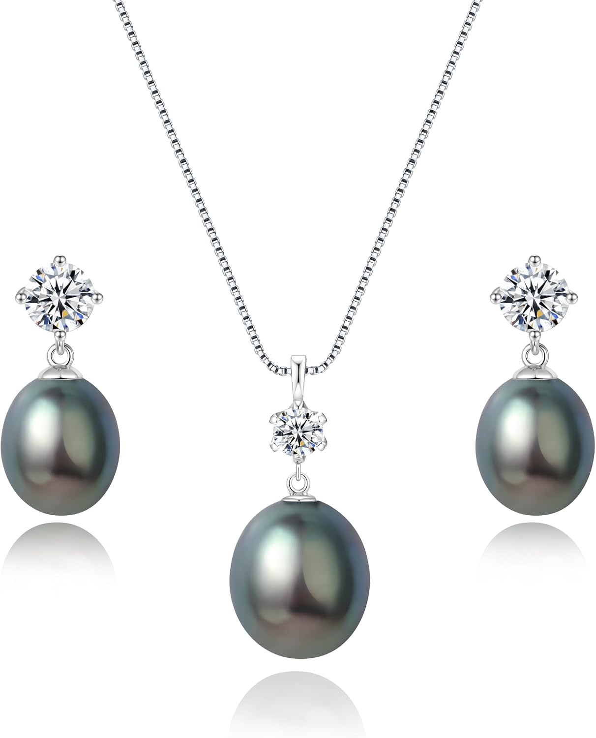 Detalle de COYATE Pearl Necklace and Earrings Set with 925 Sterling Silver Clasps