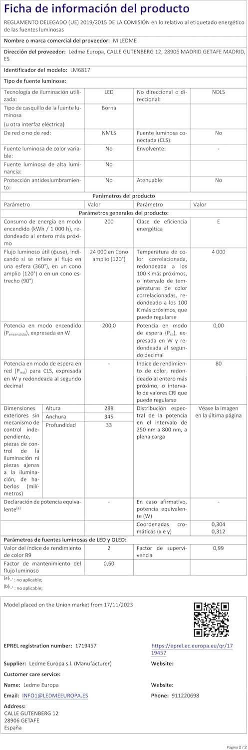 Thumbnail 6 de M Ledme Napoli Plus 200W Faretto Proiettore LED – IP65, 24.000 lm, 4500K, esterno