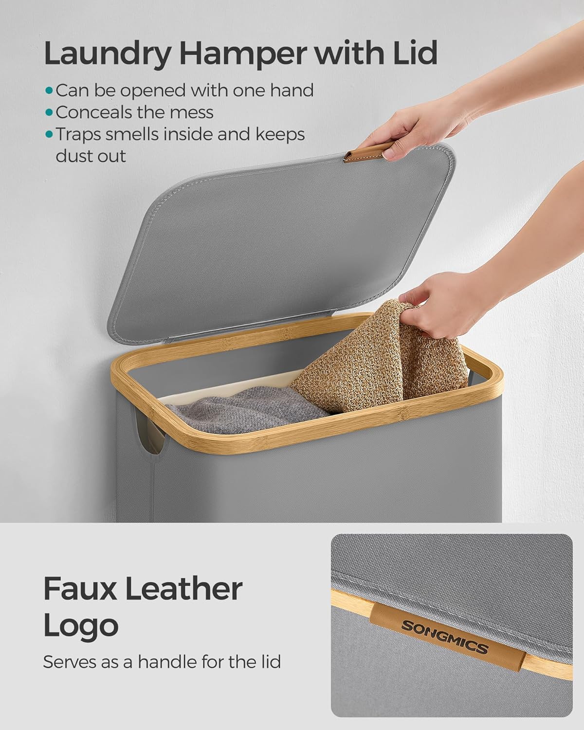 Thumbnail 3 de SONGMICS LCB509G01 90L laundry basket with lid