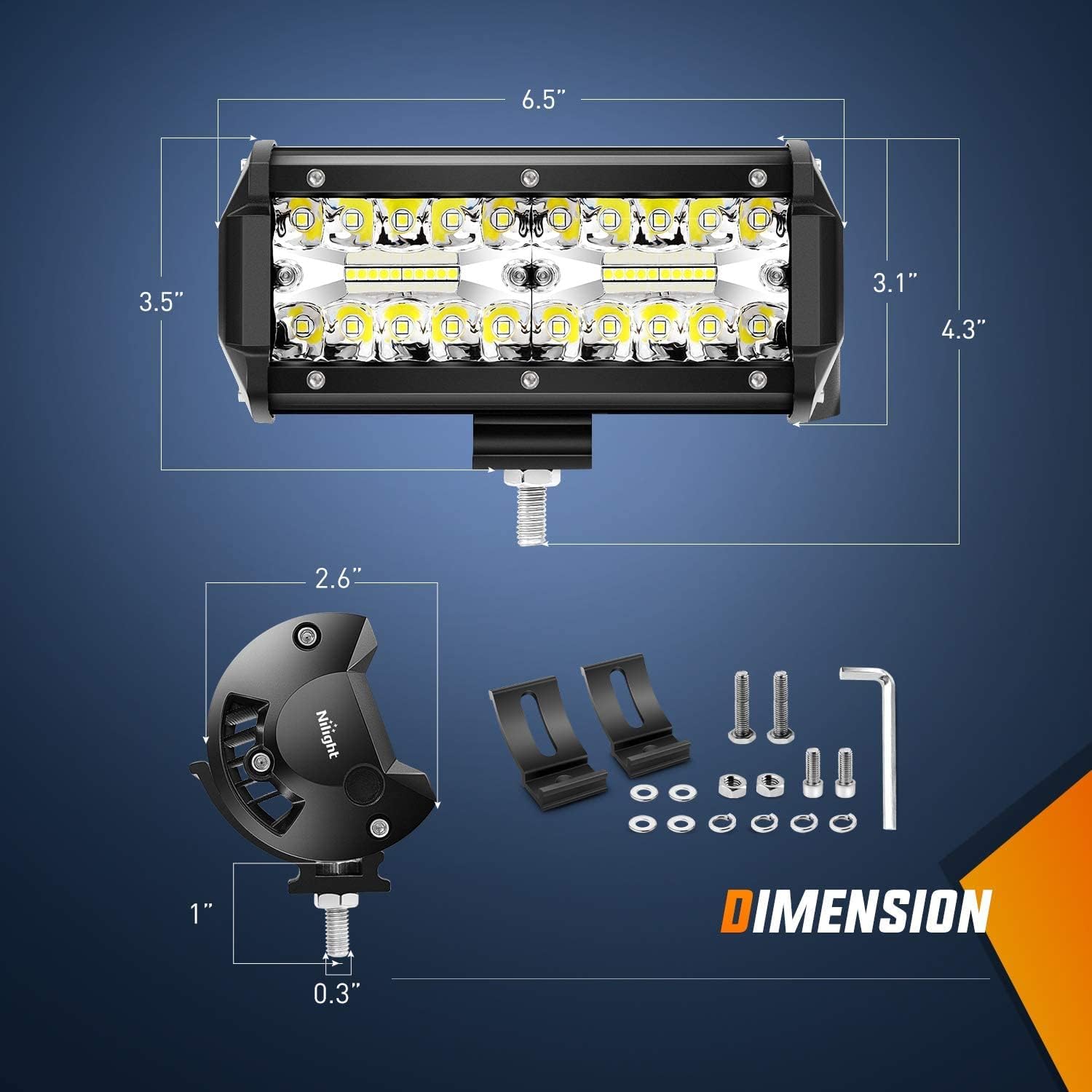 Thumbnail 1 de Nilight LED Spot Flood Combo Bar 120W