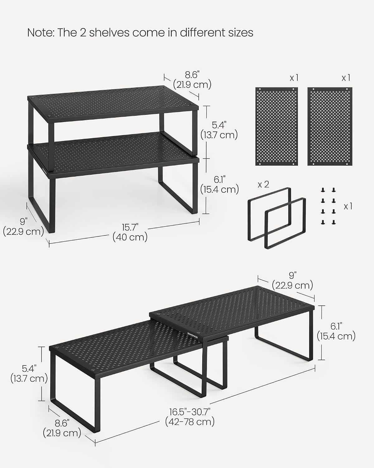 Thumbnail 5 de SONGMICS Spice Racks, Set of 2 Cupboard Organisers – Ink Black KCS401B01