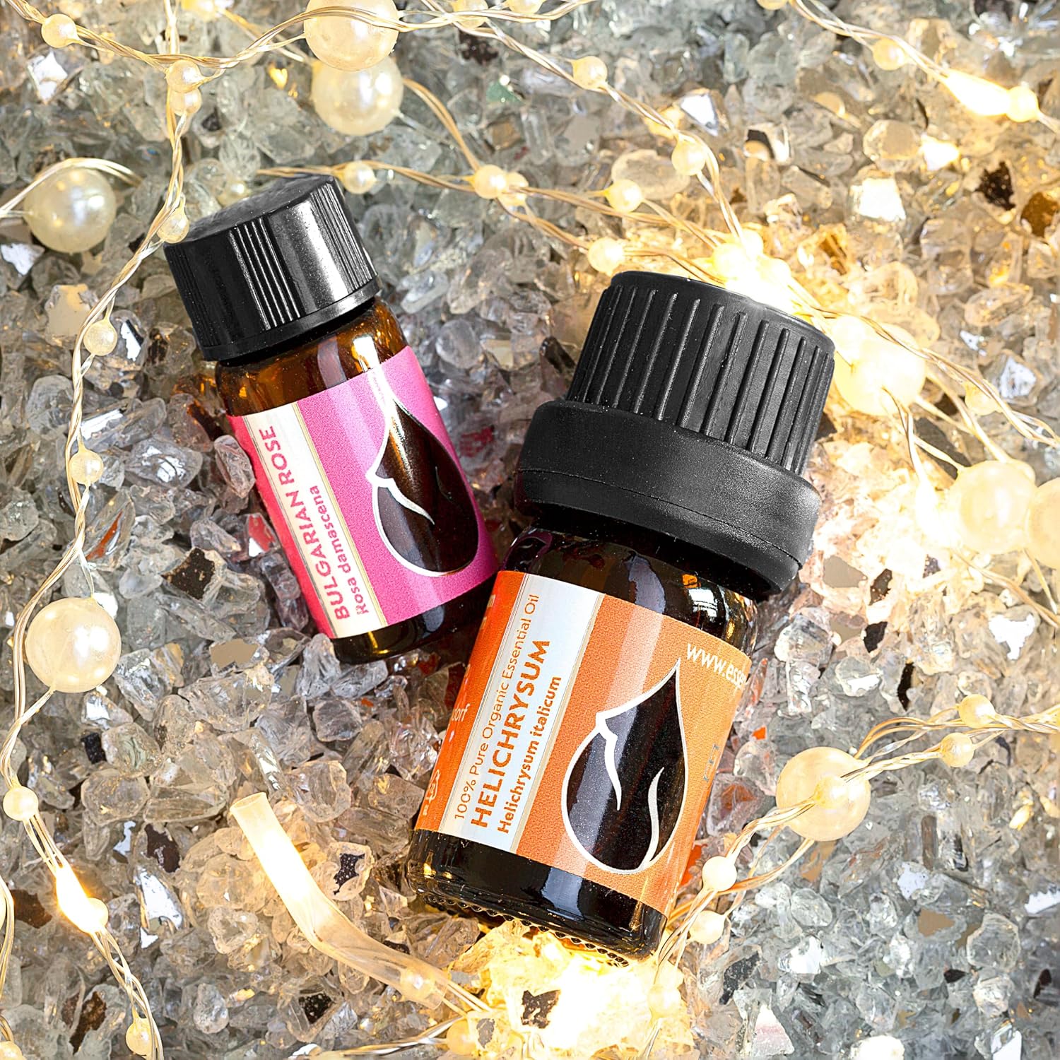 Detalle de Set di oli essenziali biologici “Lusso” Elicriso (5 ml) + Rosa (3 ml) 100% puro e non diluito