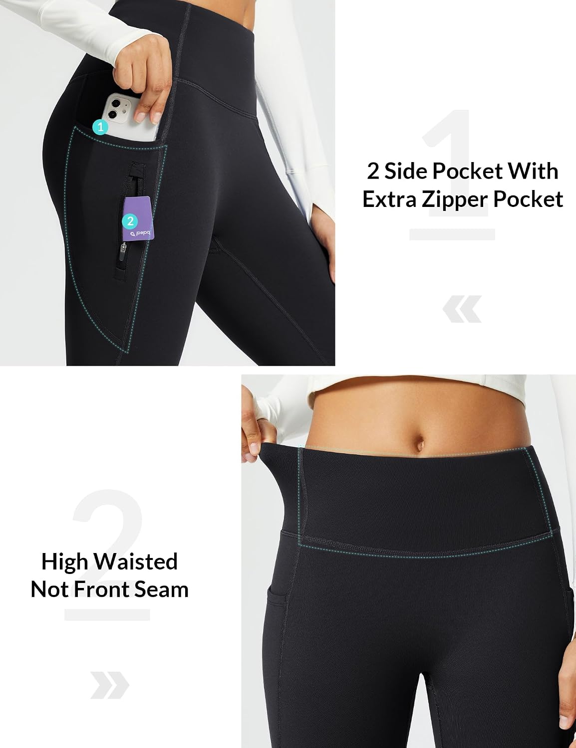 Detalle 2 de baleaf Flared Fleece‑Lined Leggings with Pockets