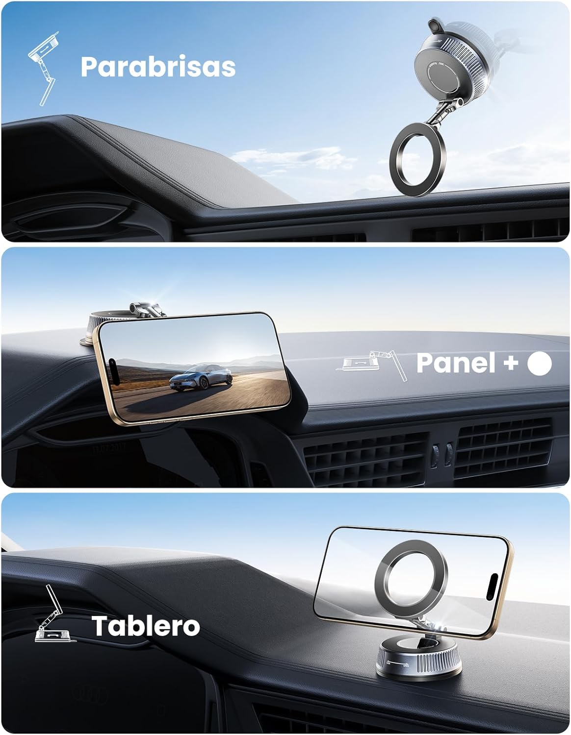 Detalle 2 de EOIWUY soporte magnético coche MagSafe 360°