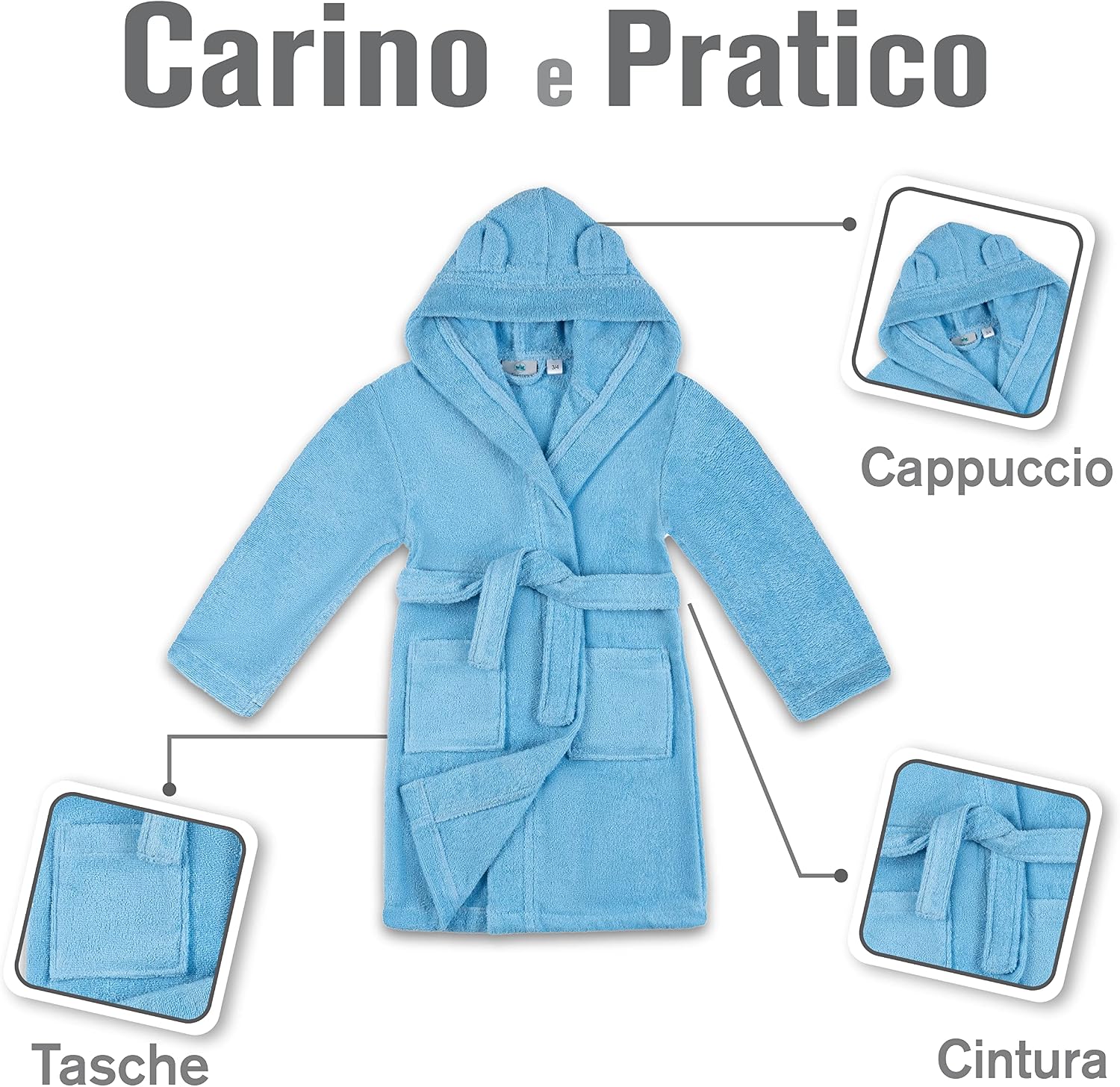 Detalle de Twinzen Accappatoio Bambini 100% cotone