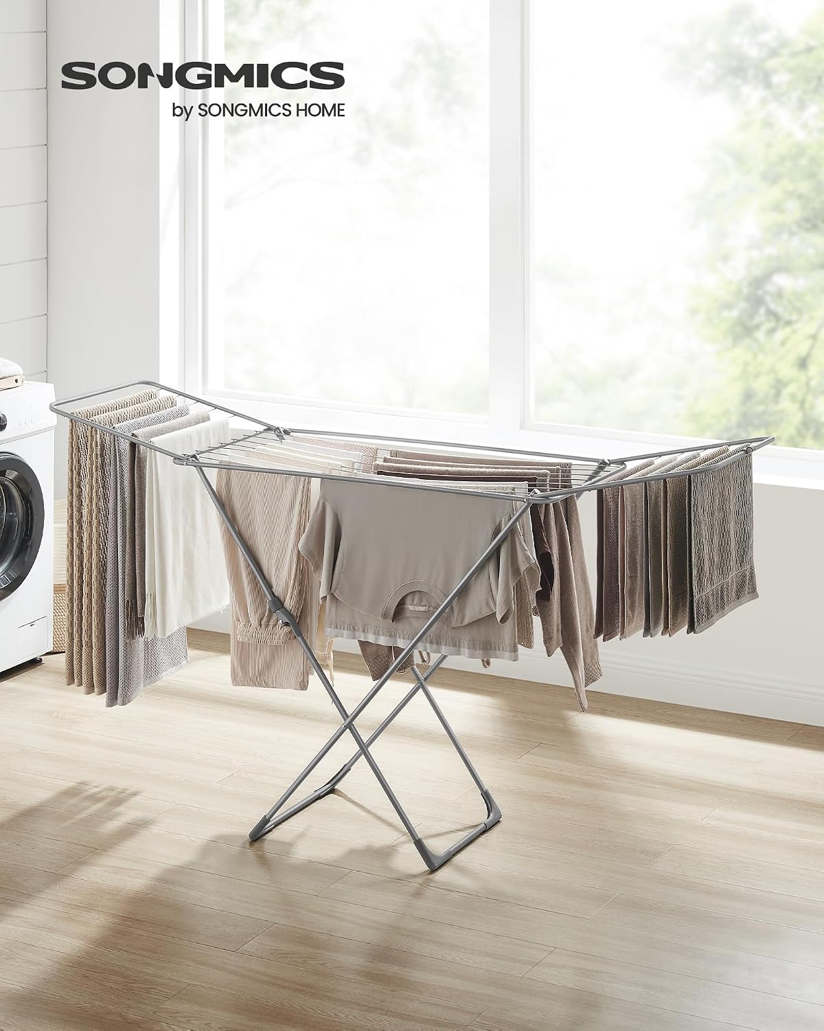 Thumbnail 1 de SONGMICS LLR540W01 : étendoir à linge pliable sur pieds avec 17 barres