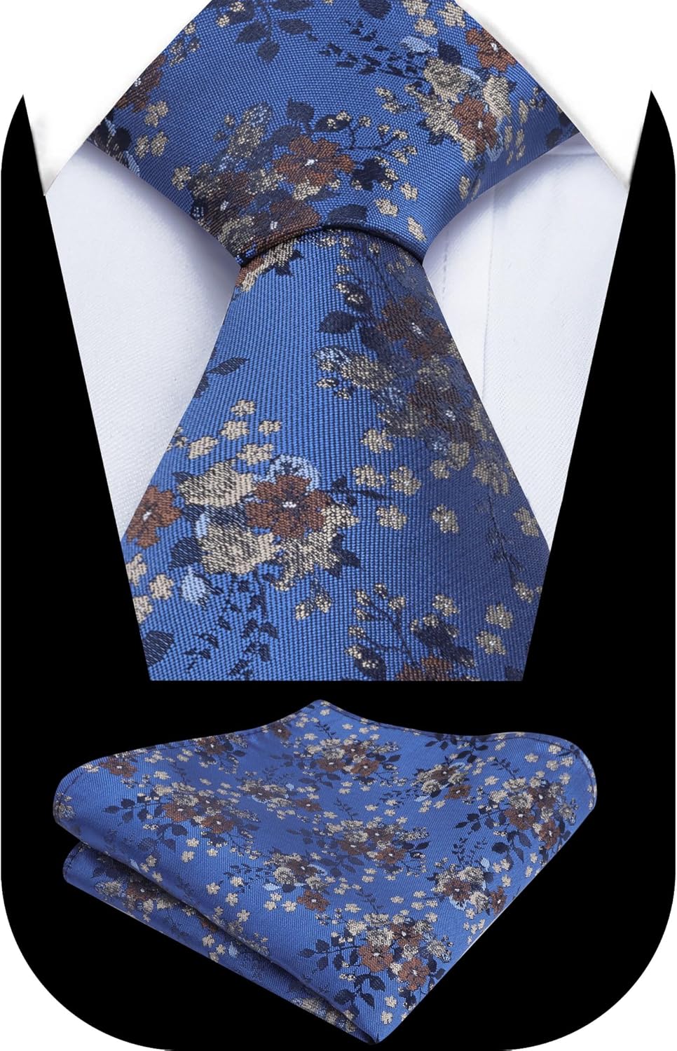 Thumbnail 1 de Alizeal Floral Patterned Necktie with Pocket Square Set for Formalwear