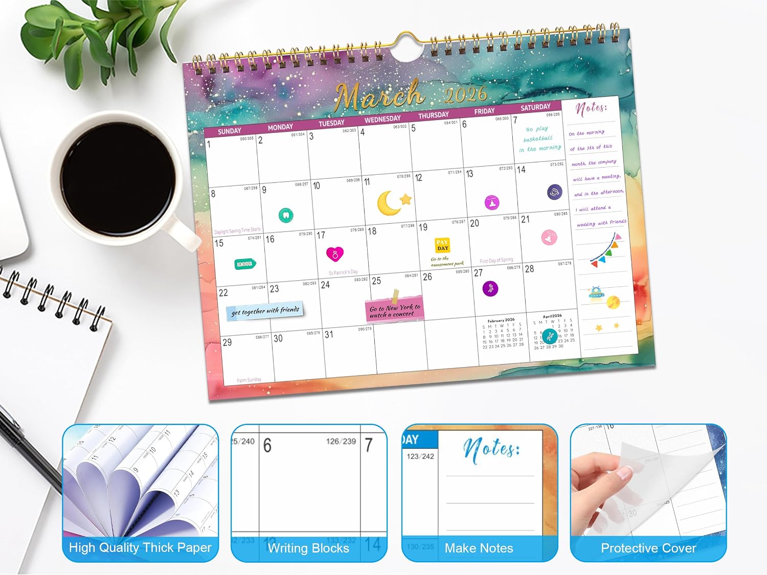 Detalle de Gannyfer 2026 Wall Calendar 18‑Month Planner 📅