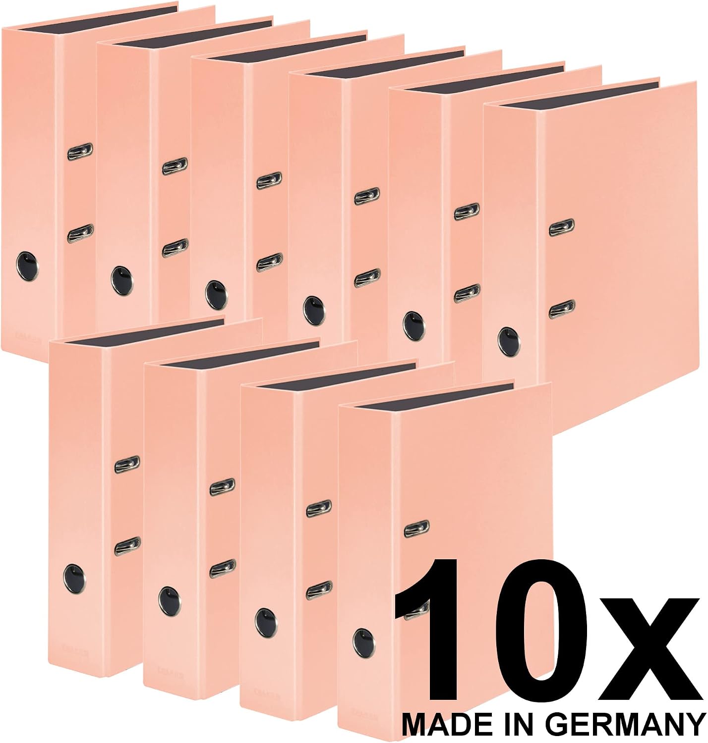 Detalle 2 de Falken Confezione da 10 raccoglitori a colori pastello – DIN A4, pesca/arancione, Made in Germany