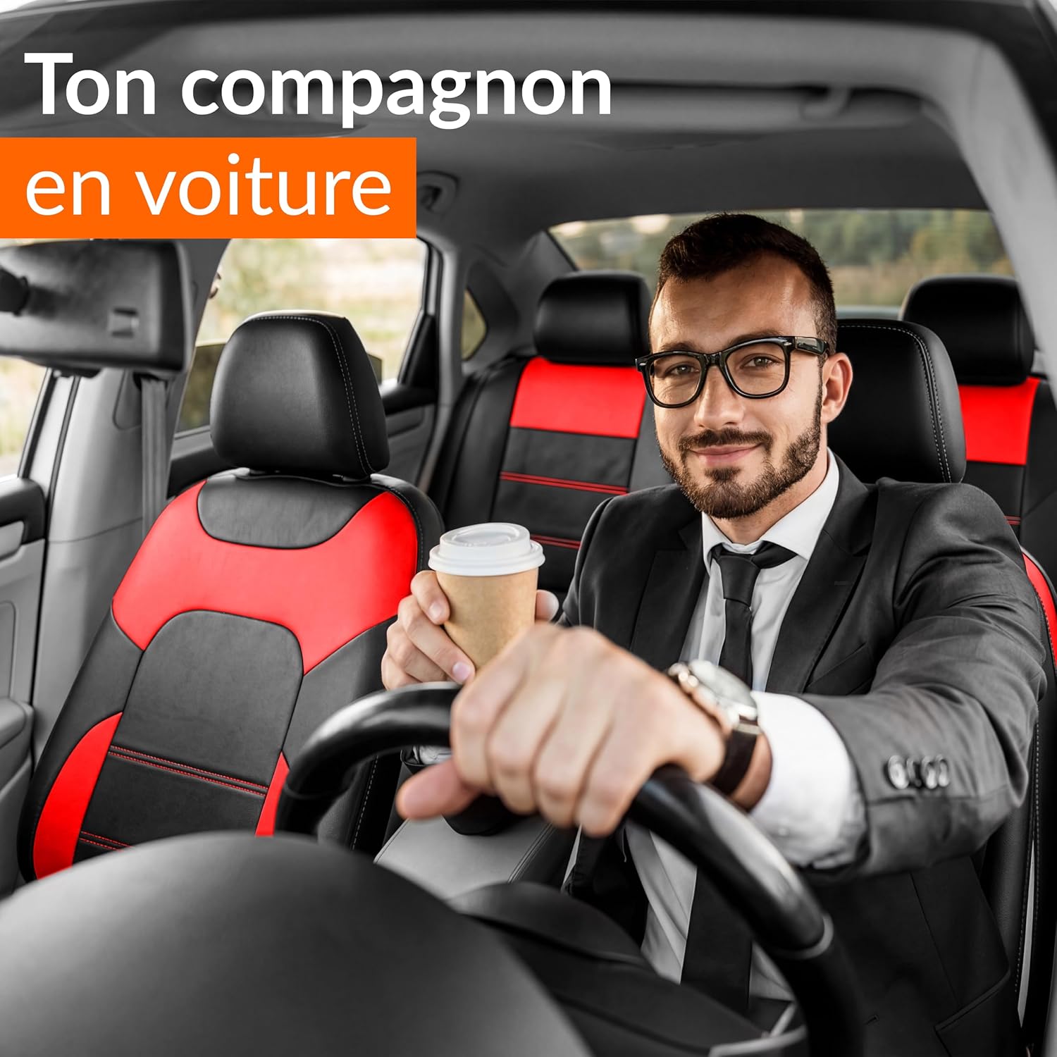Thumbnail 6 de upgrade4cars Housses Sièges Auto Universelles Simili Cuir Rouge – Ensemble Complet Avant et Arrière