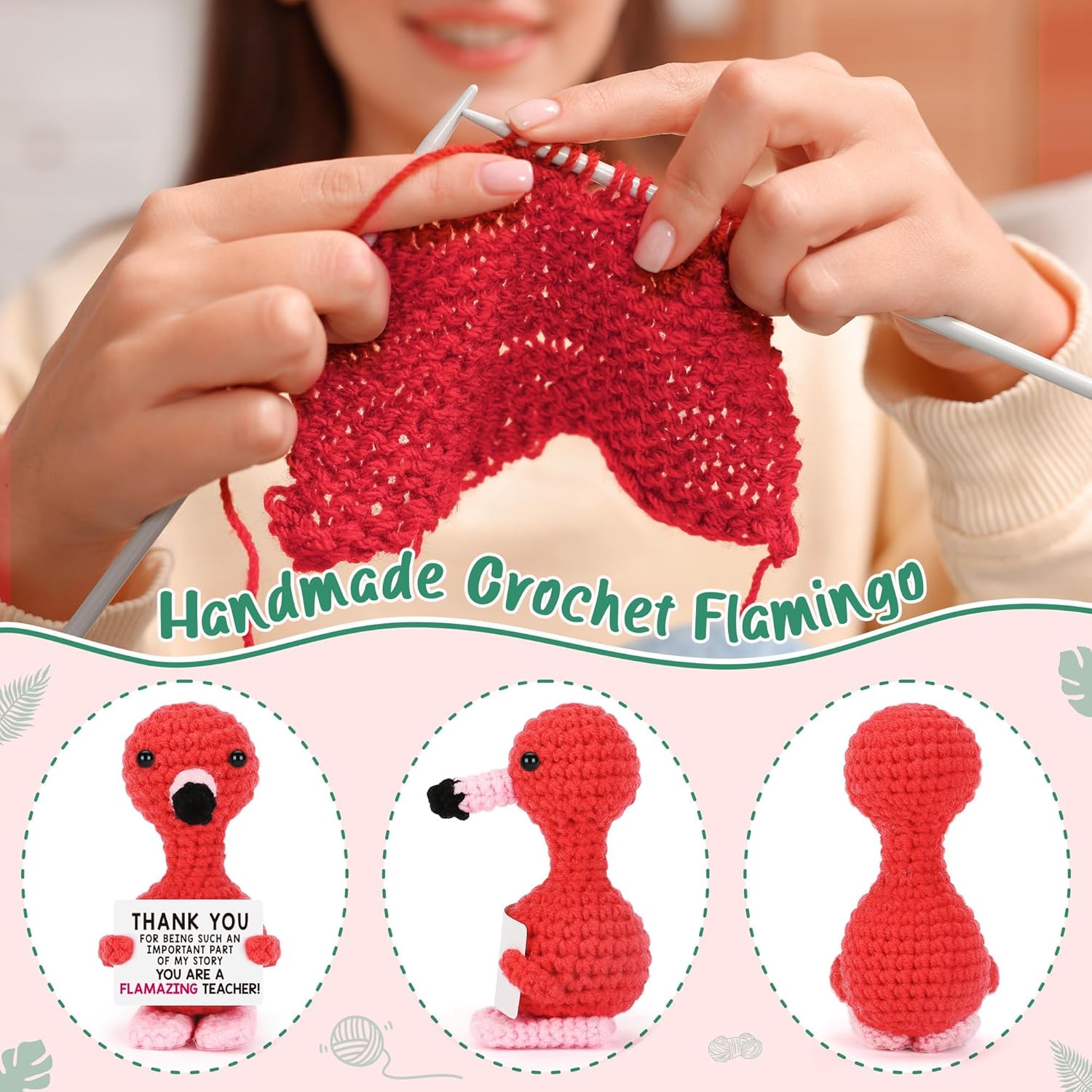 Thumbnail 2 de ALUNME Crochet Positive Flamingo Teacher Gift