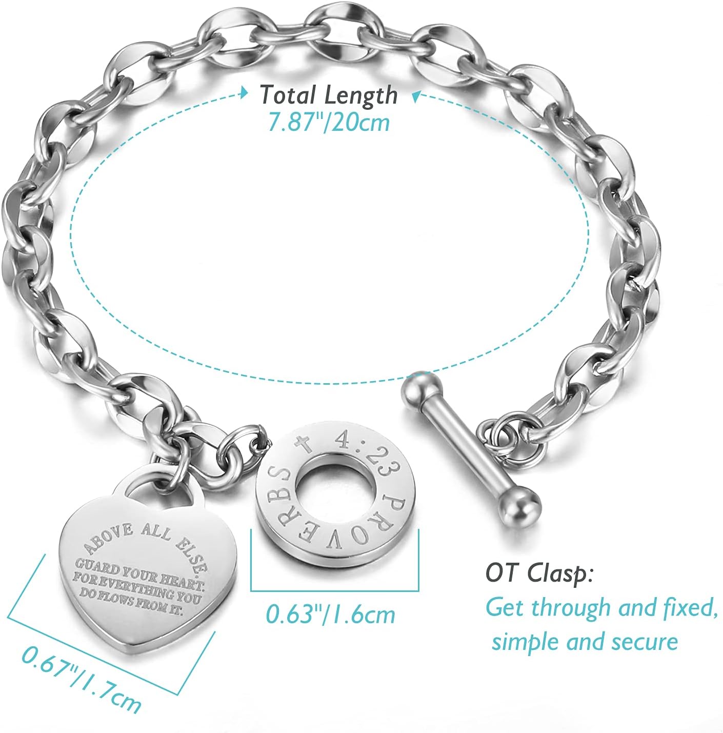 Thumbnail 6 de Emibele Charme-Armband mit Gravur aus Edelstahl (Herz-Motiv, OT-Schnalle) für Damen & Mädchen