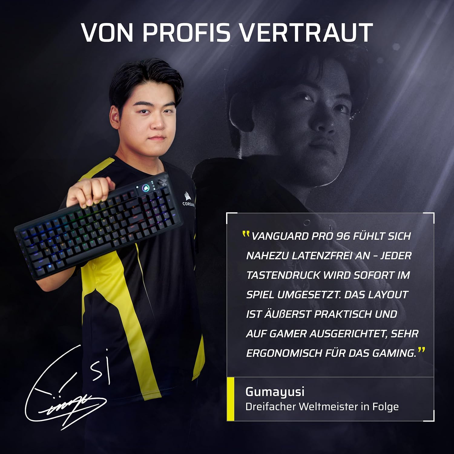 Detalle de Corsair Vanguard PRO 96 – kabelgebundene Hall-Effekt-Gaming-Tastatur (QWERTZ DE) mit MGX Hyperdrive Schalter