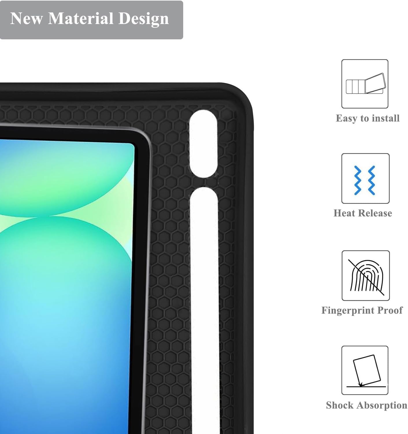 Detalle de XOKUWU Keyboard Case for Samsung Galaxy Tab S10 FE / S10 Lite / S9 FE / S9 (Black) with Built-in S Pen Holder