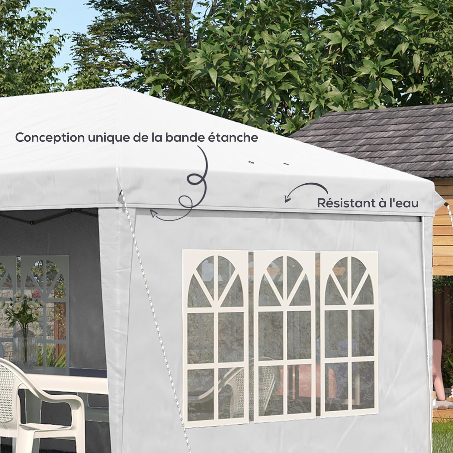 Thumbnail 4 de Outsunny Tonnelle de Jardin extérieure Pop-up Pliante 3x6 m – Barnum 3 côtés démontables, blanc