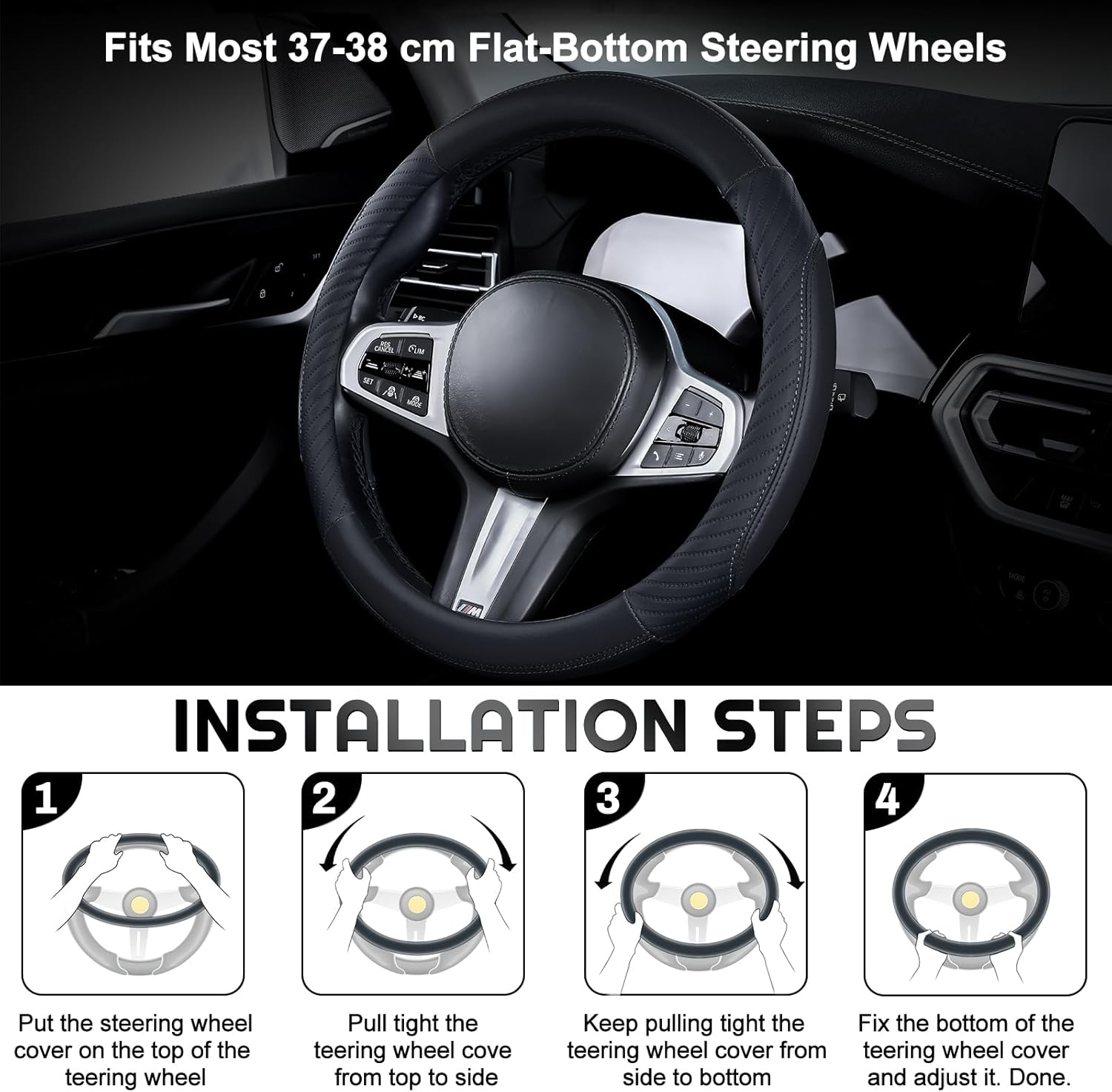 Thumbnail 1 de Car Steering Wheel Cover Leather 37cm – Universal