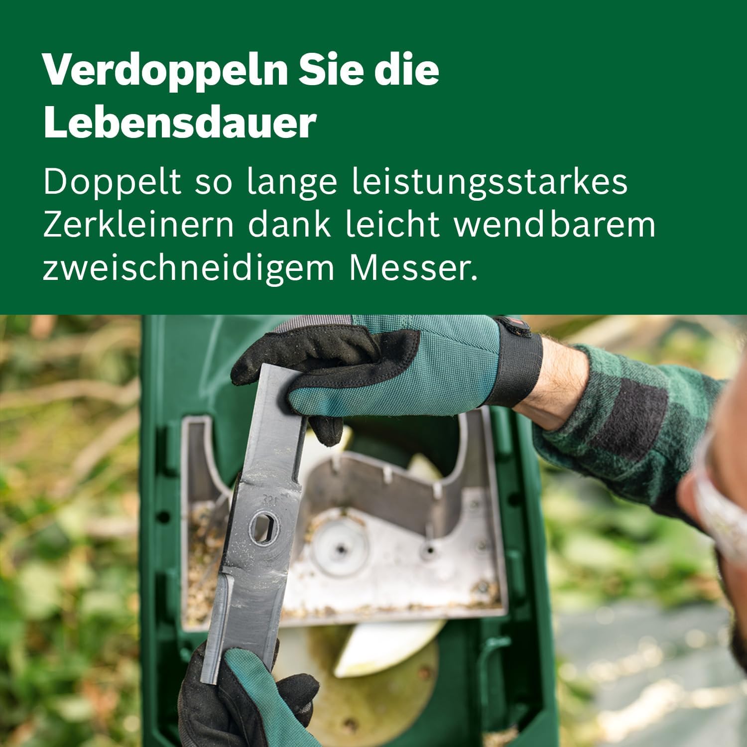 Detalle de Bosch AXT Rapid 2000 Häcksler – leistungsstarker Gartenhäcksler mit 2000-W-Motor