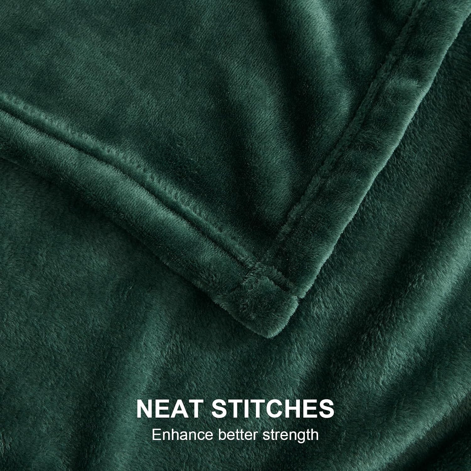 Detalle de EHEYCIGA Dark Green Fleece Blanket Throw (150x200cm) – Fluffy Microfibre Polyester for Sofa, Bed & Armchairs
