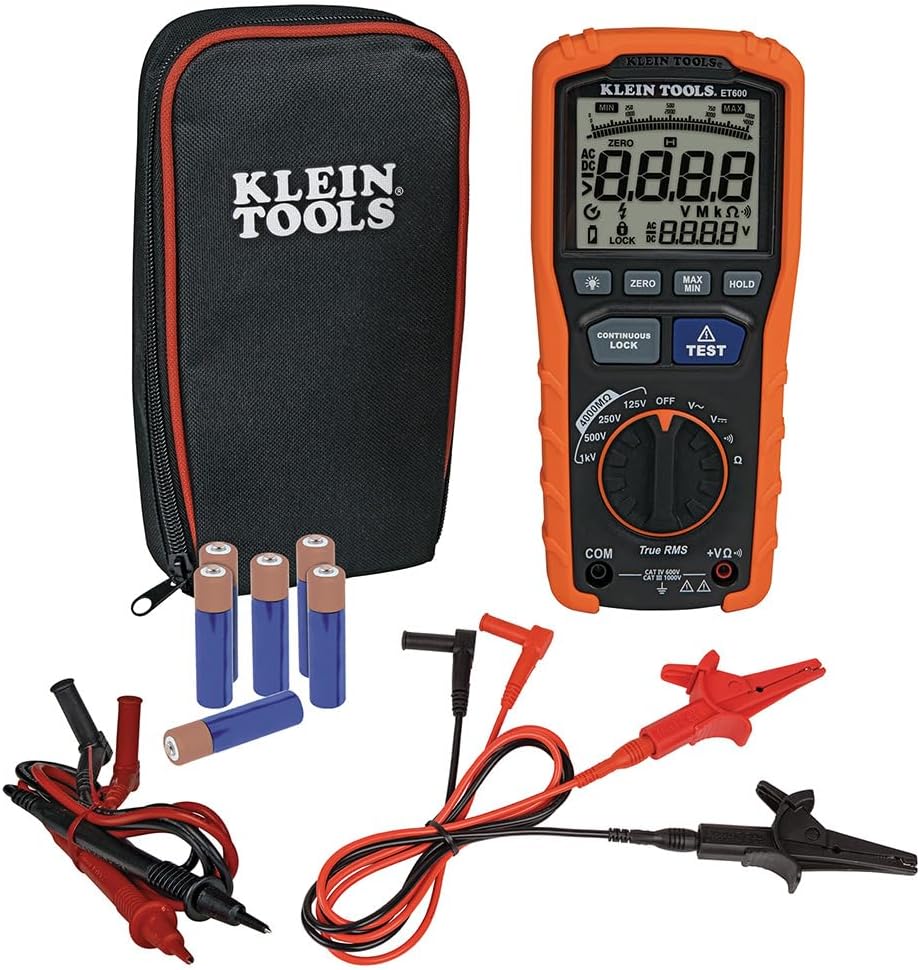 Detalle 2 de Klein Tools ET600 Mégohmmètre — Test d'isolation jusqu’à 4000 MΩ et mesures précis</>