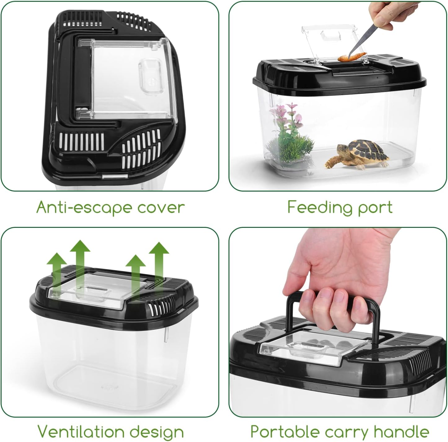 Thumbnail 1 de Nobleza terrario di plastica per rettili S (17,8×12×12,7 cm) con coperchio ventilato e maniglia