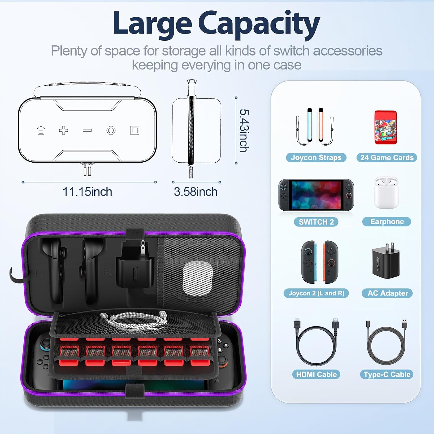 Thumbnail 3 de OIVO Carrying Case for 2025 Nintendo Switch (Switch 2) – Purple