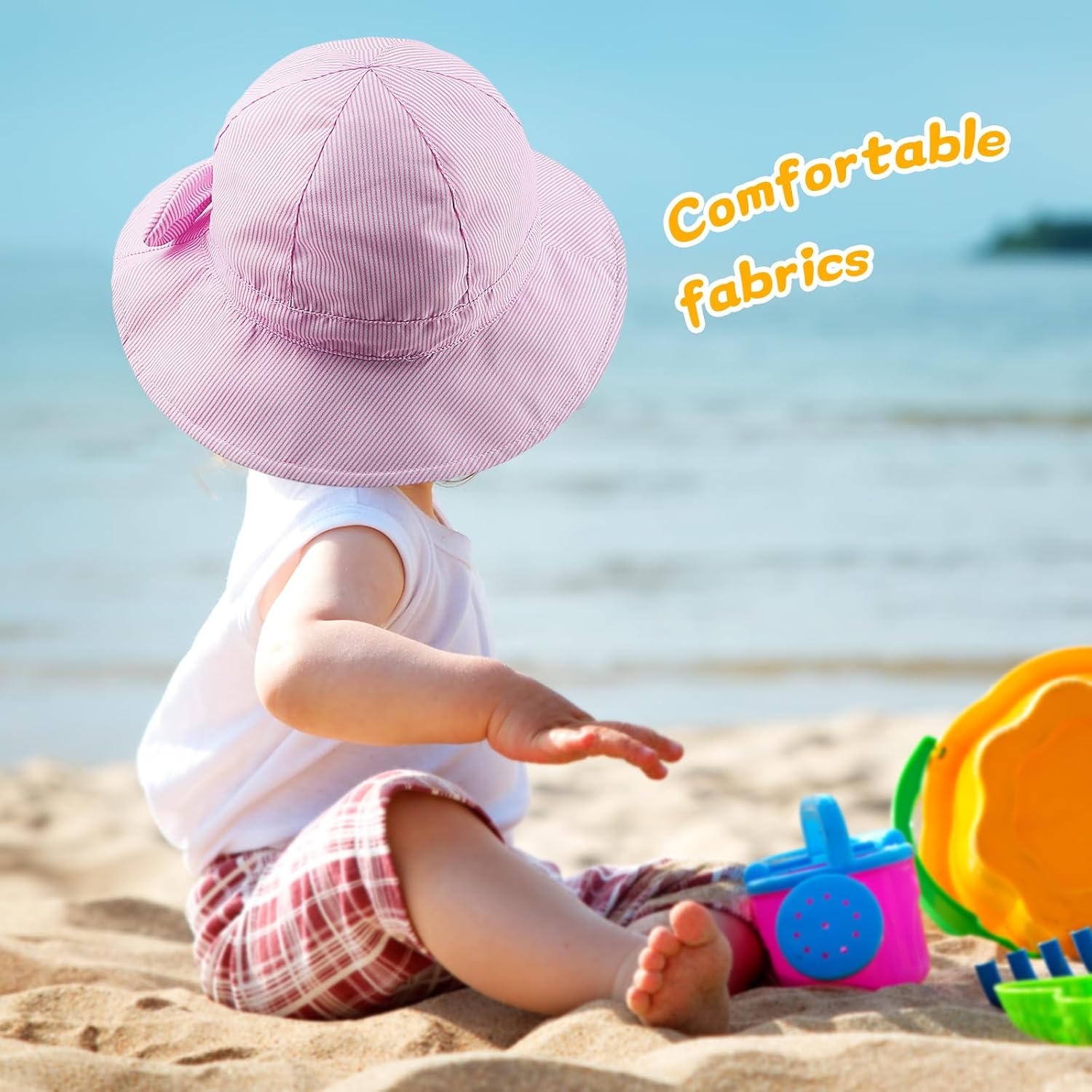 Thumbnail 2 de DRESHOW Baby Sun Hat Toddler Sun Protection Hat with Chin Strap UPF 50+