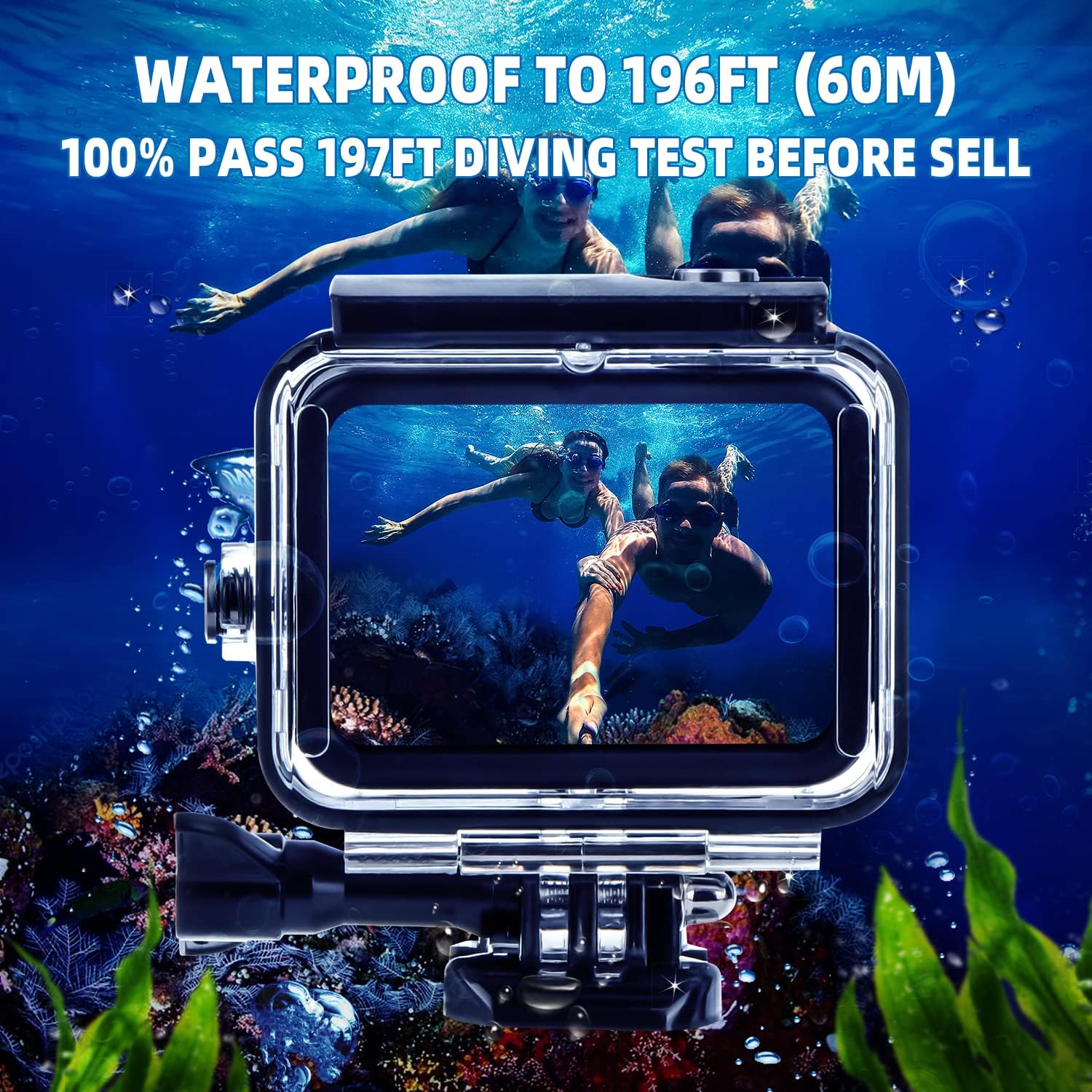 Detalle de REDTRON wasserdichtes Gehäuse für GoPro Hero 8 bis 60 m inkl. Schnellmontage & Anti-Fog-Einsätzen
