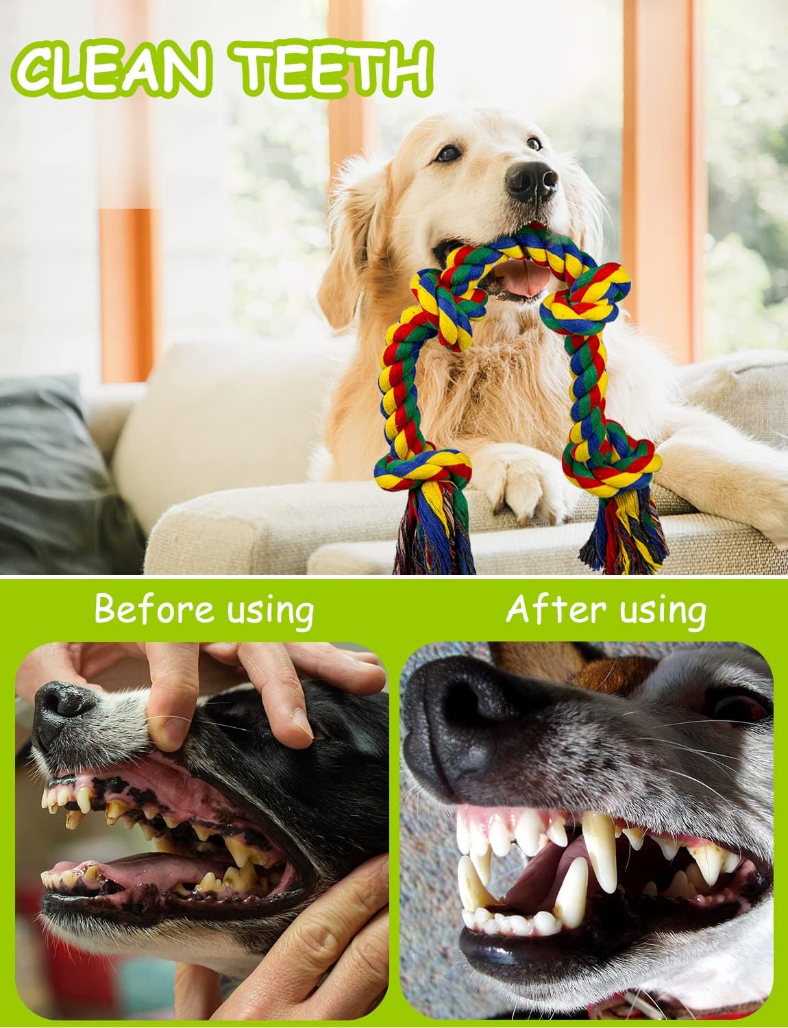 Thumbnail 4 de Decyam Dog Rope Toys for Large and Medium Breeds (2 Pack) – 100% Cotton Heavy-Duty XL Indestructible Chew Rope