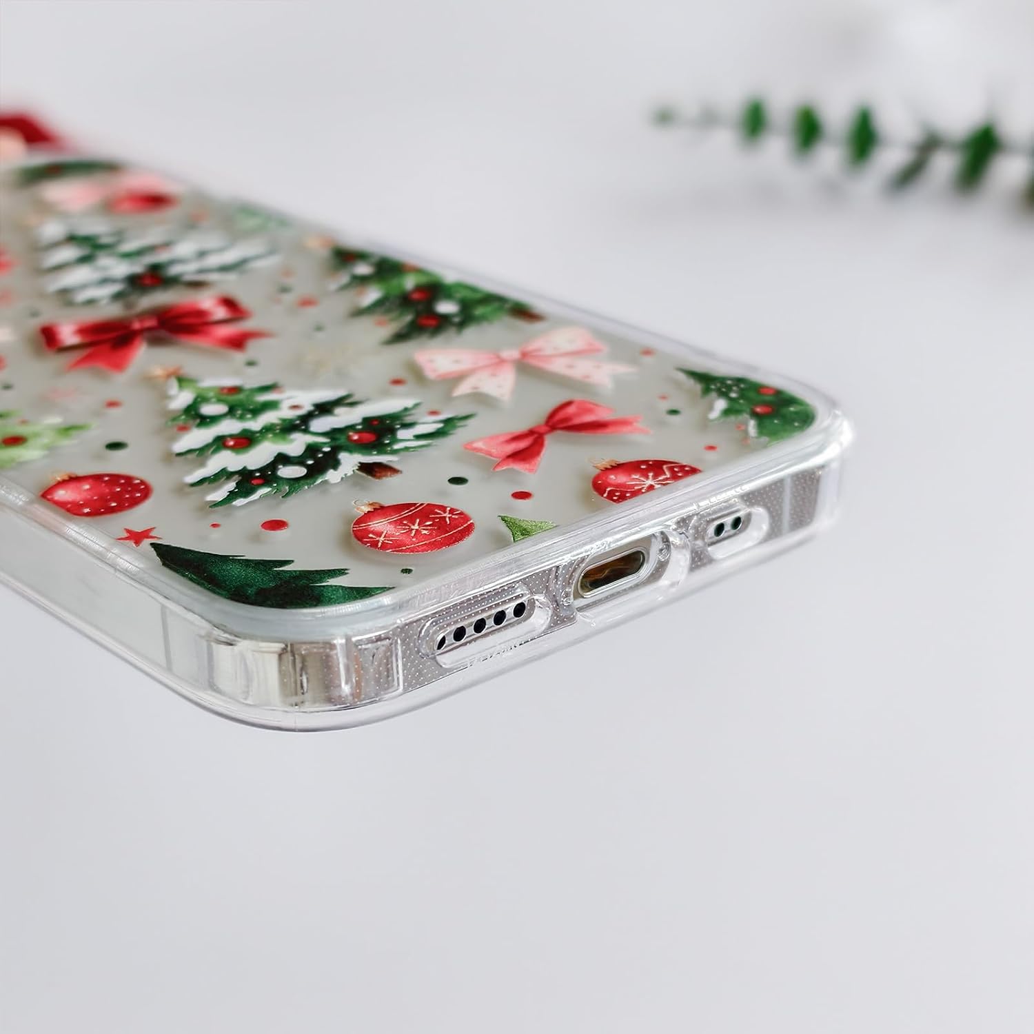 Detalle 1 de HTDSVVV Clear Case for iPhone 12/12 Pro, Christmas Tree & Bow Print