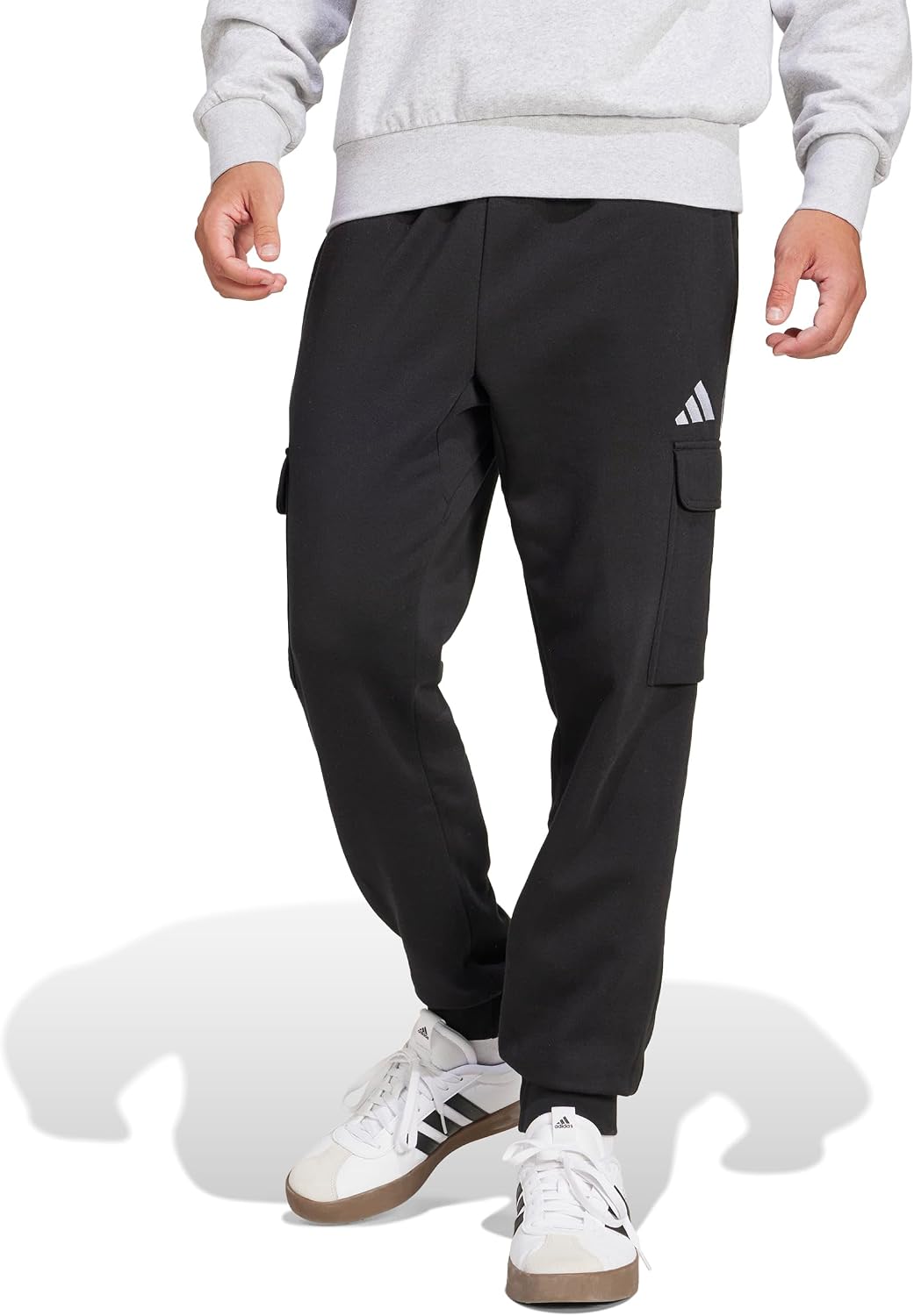 Detalle de Adidas Essentials Feelcozy Fleece Cargo Pants – Black/White (L)