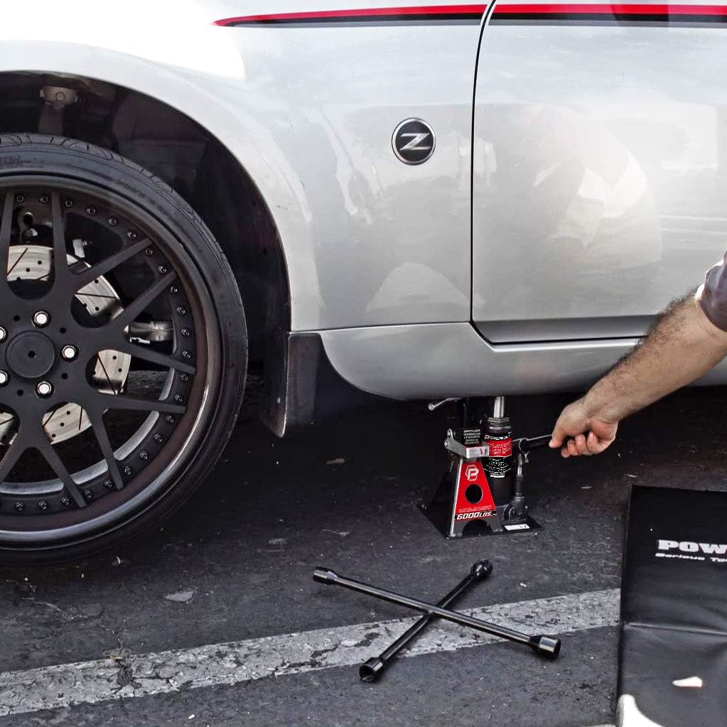Detalle de Powerbuilt 3 Ton Bottle Jack and Jack Stands (All-in-One) 620471, 6,000 lb capacity
