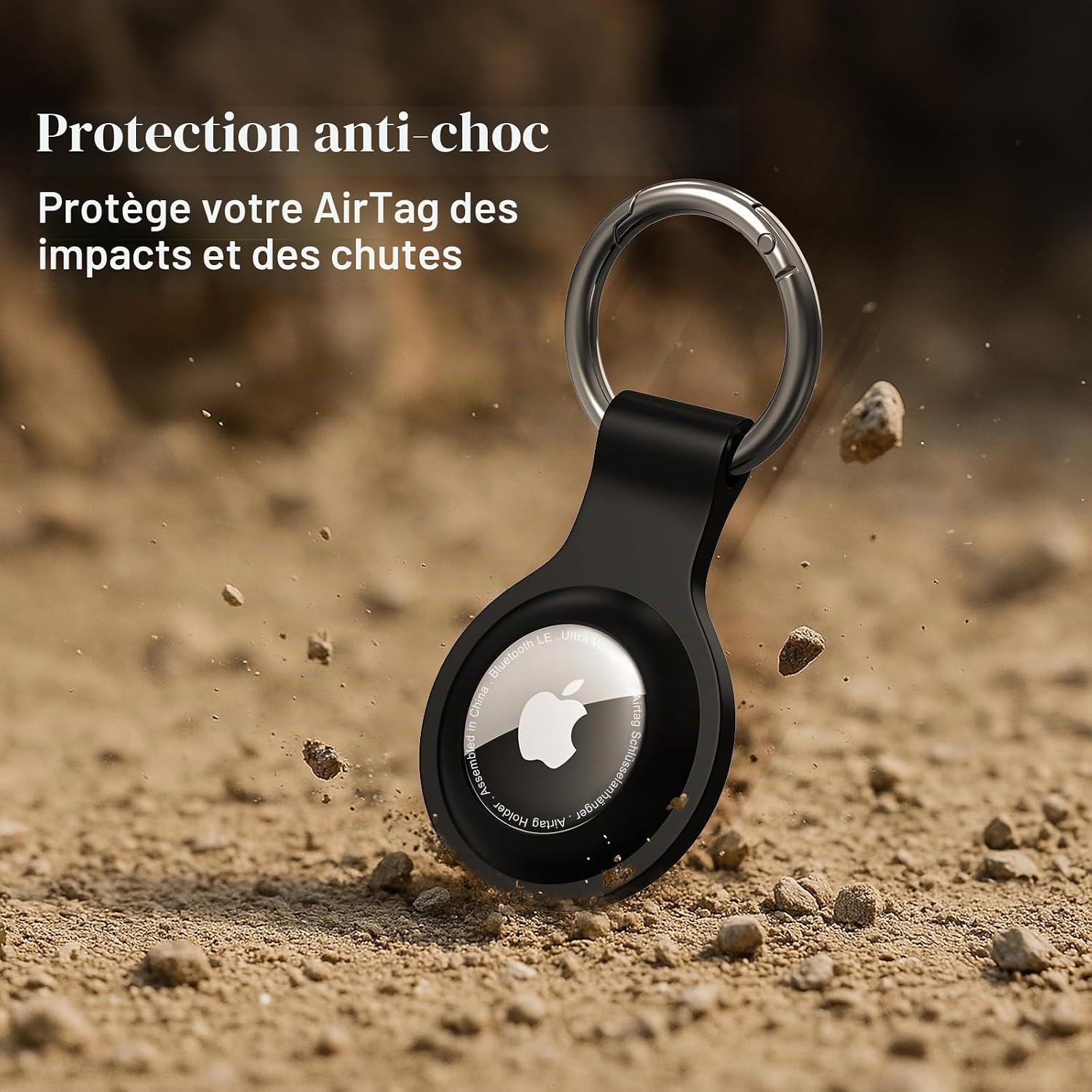 Detalle de 5 Étuis en silicone pour Apple AirTag avec porte-clés – protection anti-chute et anti-rayures