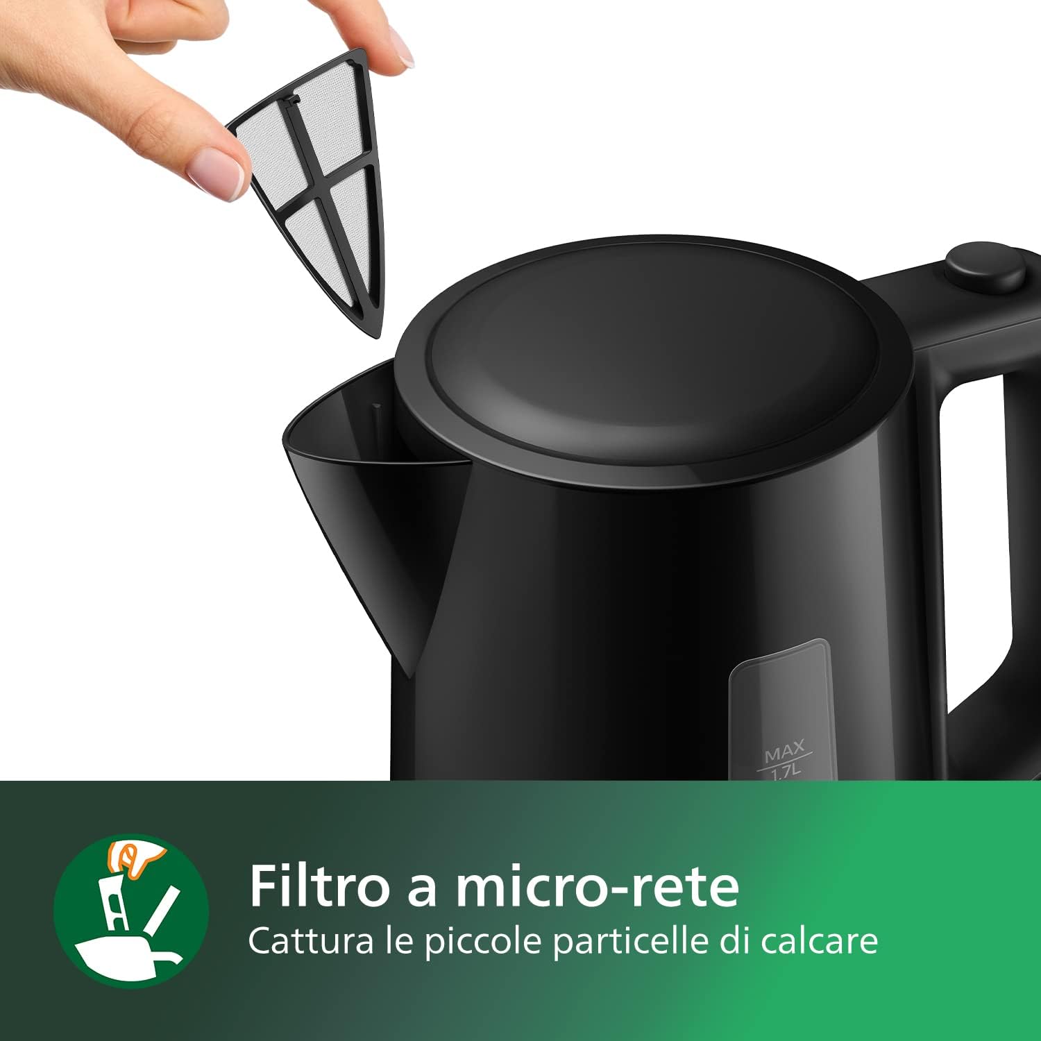 Thumbnail 3 de Philips Series 3000 Bollitore HD9318/20: 1,7 L, formato famiglia, resistenza piana, facile riempimento