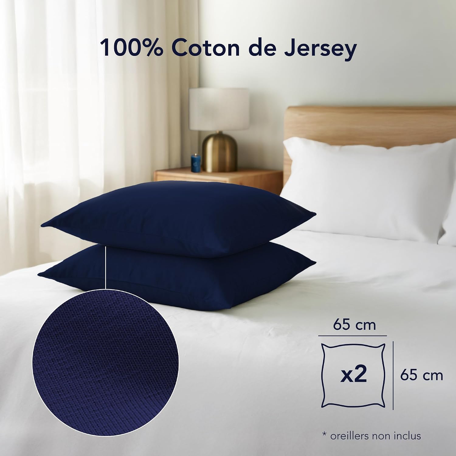 Detalle 2 de Dreamzie Taie Oreiller 65x65 Bleu Foncé