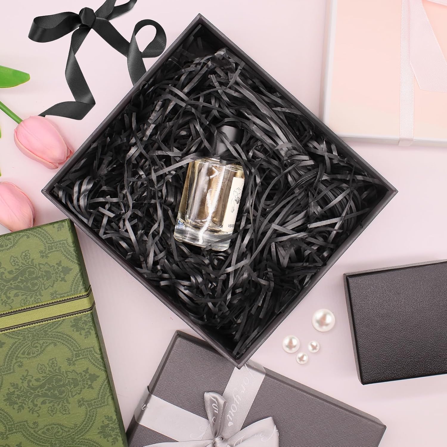Thumbnail 3 de 1KG Black Shredded Tissue Paper for Gift Boxes & Hampers