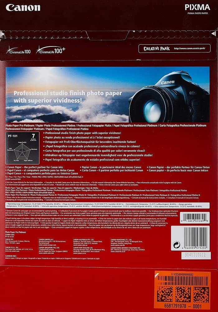 Detalle de Canon PT-101 Papier Photo Pro Platinum – Format A3, 20 feuilles